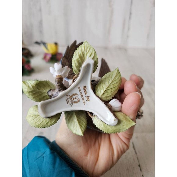 Lenox Blue Jay porcelain figurine vintage bird flowers statue - Picture 10 of 10